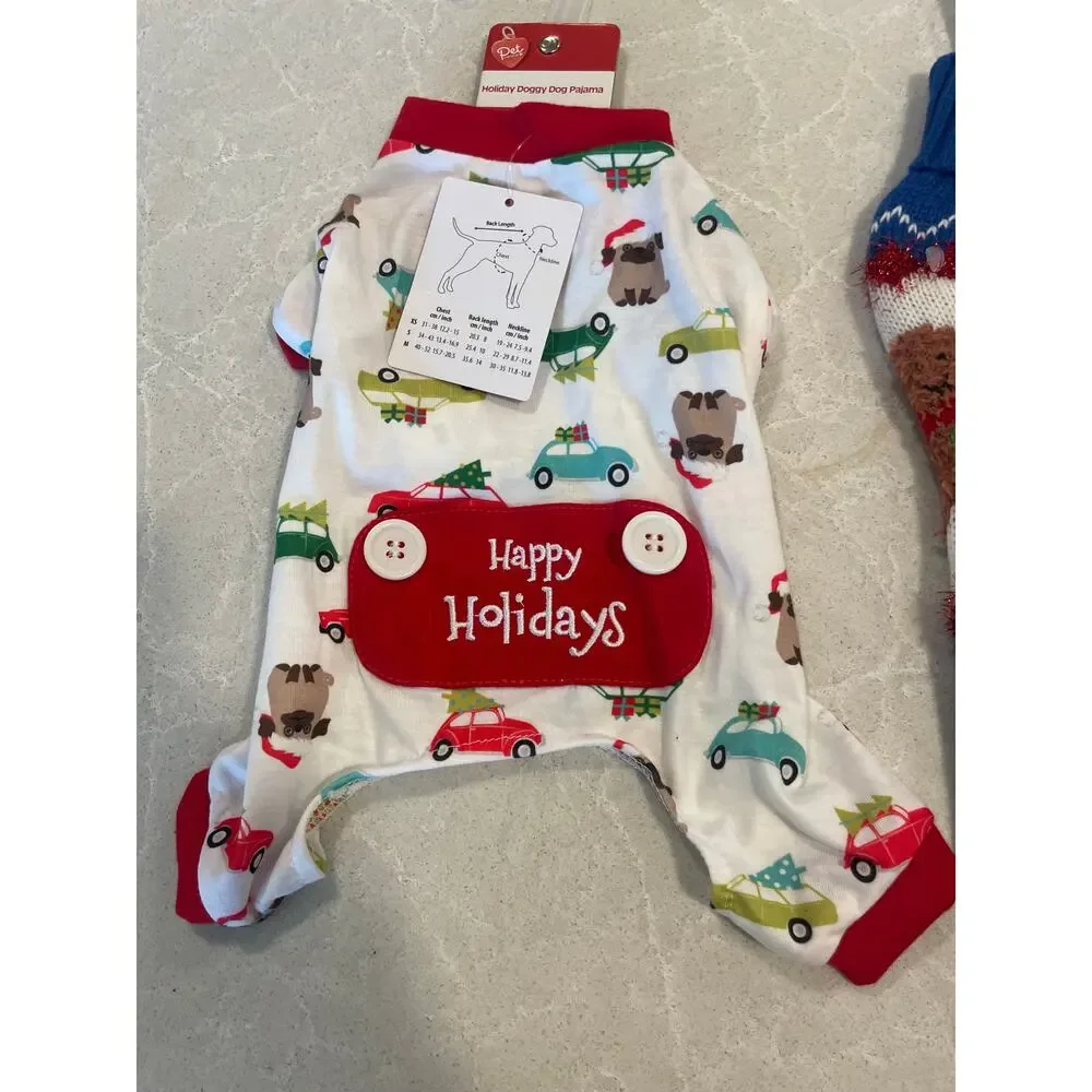 Pet Central holiday dog outfit sweater and pajamas Christmas XS winter apparel